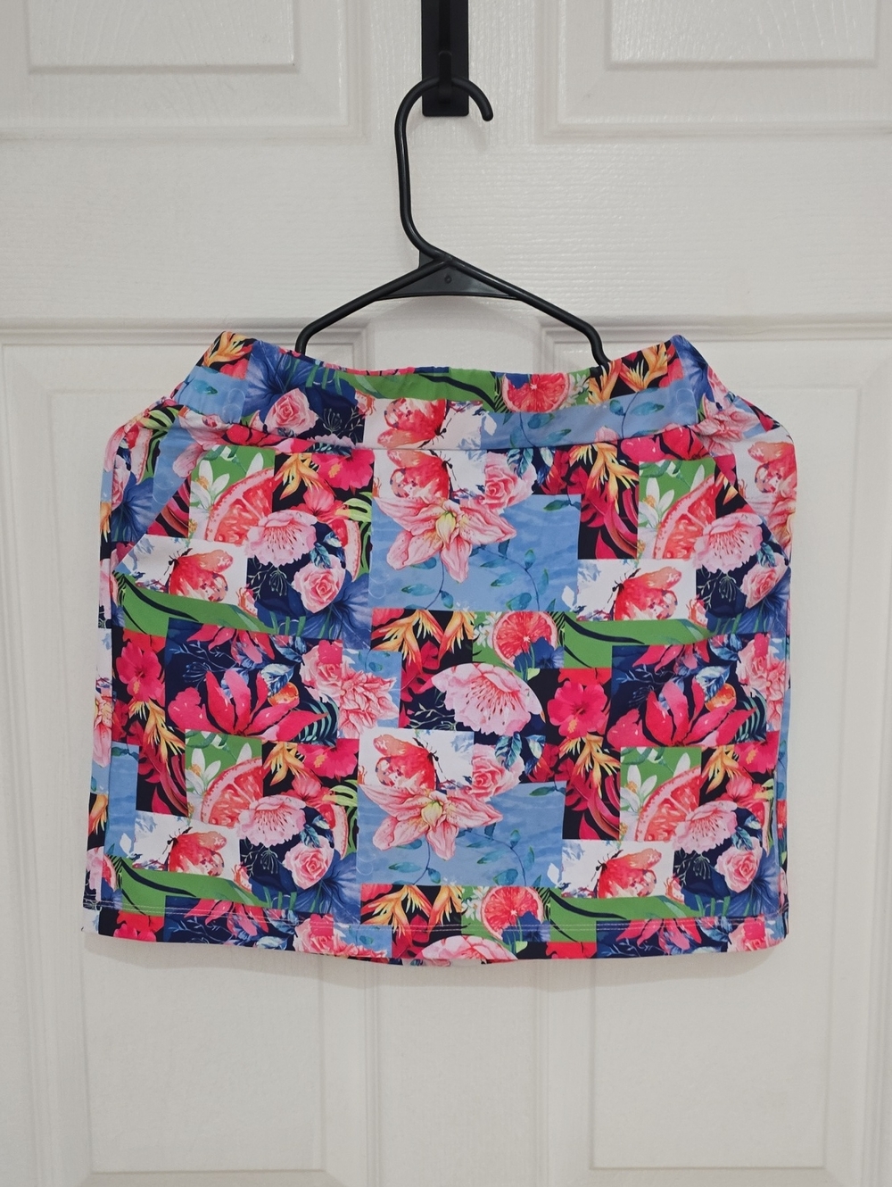 Kyodan Blue Floral Patchwork Skort with Pink and Green Accents